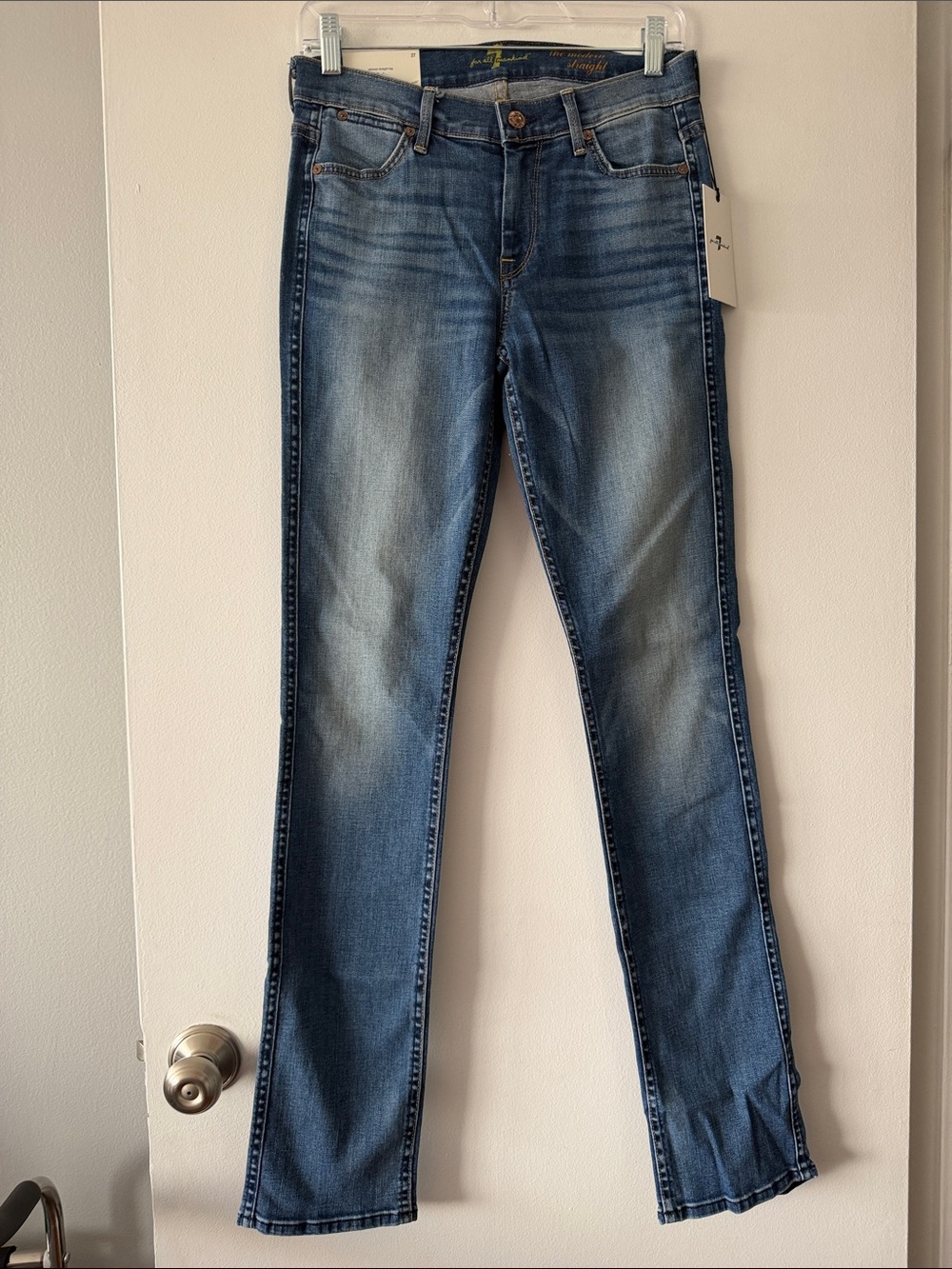Tailored Straight Leg 7 For All Mankind The Modern Jeans NWT Size 27 Blue Denim